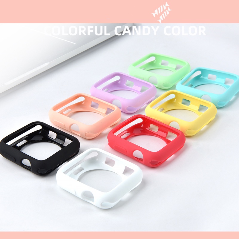 Cover Pelindung Layar Untuk A * ple Watch Case 45mm 41mm 44mm 40mm 42mm 38mm Soft Full TPU Silicone Case Untuk Seri Iwatch7 6 5 4 3