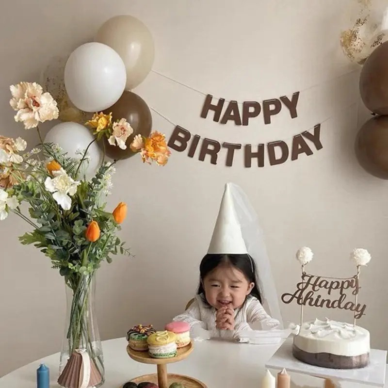 AVVET Banner Happy Birthday Huruf Glitter Warna Warni Backdrop Pesta Bendera Bunting Ultah Banner Tulisan Ulang Tahun Polos Glitter Murah Import