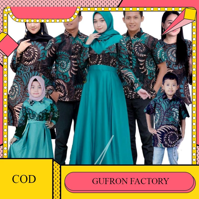 [ FREE HIJAB ] Batik couple keluarga modern terbaru set couple batik keluarga gamis jumbo velvet tos