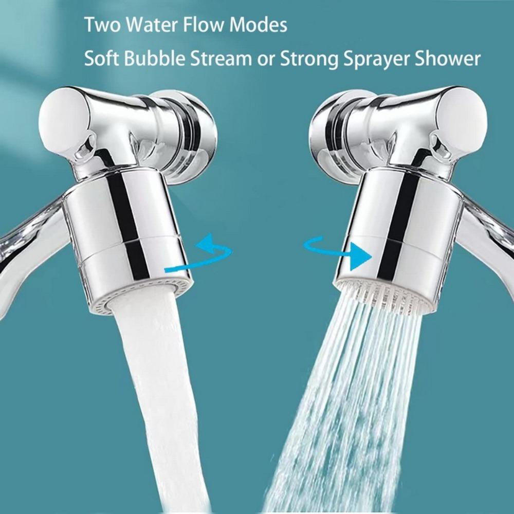 【 ELEGANT 】 Faucet Extender1440/Alat Pemanjang Kran Air° Tembaga Anti Splash Rotatable Hemat Air Aksesoris Kamar Mandi Dapur Kran Aerator