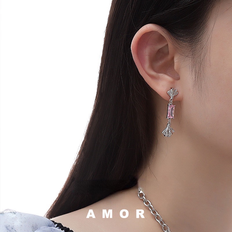 Anting Batu Alam Anting Fashion Zirkon Asimetris