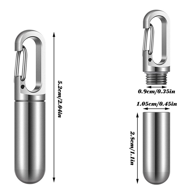 [AYBX] Portabel Mini Stainless Steel Sealed Kapsul Tahan Air Pill Box Camping Travel Outdoor Portab