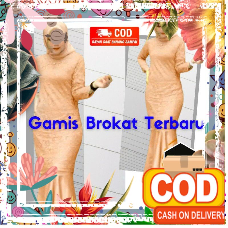 Gamis Dress Brukat Berukat Brokat Duyung Mermaid Pesta Mewah Terbaru Terlaris Bahan Brukat Satin / g