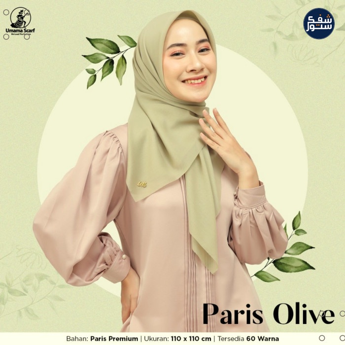 Hijab Umama Scarf Kerudung PARIS OLIVE LC Premium 110 X 110 cm