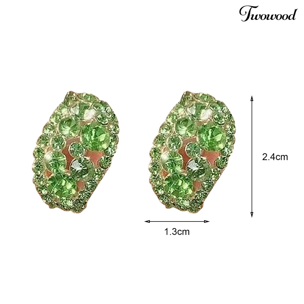 Twowood 1pasang Anting Pejantan Temperamen Mengkilap Elegan Geometris Berkilau Berdan Hadiah Valentine Wanita Kristal Imitasi Menjuntai Anting Perhiasan Pernikahan Aksesori Fashion