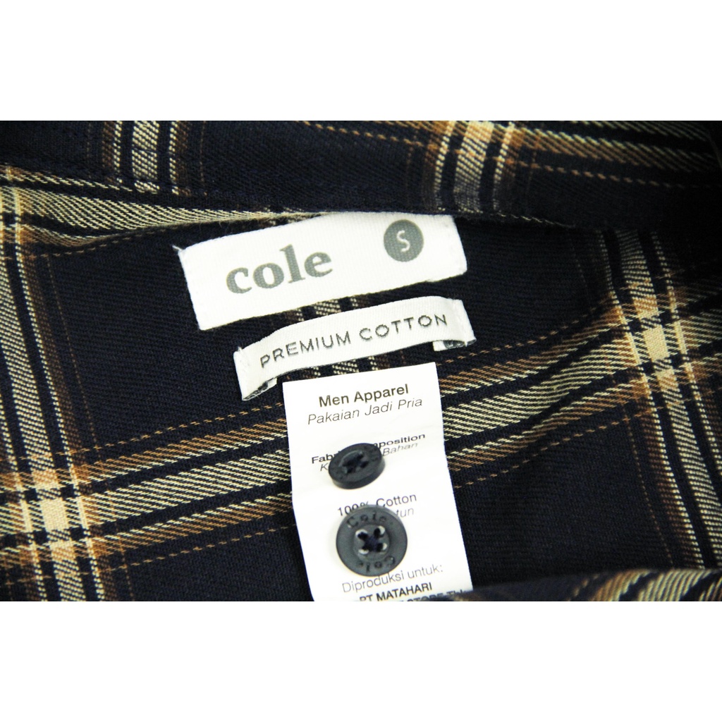 [COD] Baju Kemeja Cole Code 30 Casual Lengan Panjang Reguler Fit Biru Navy Pria Motif Kotak-kotak | Kemeja Original 100% Brand Matahari Big Size Kasual Kesual