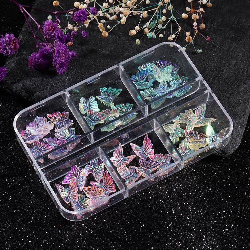 Mxbeauty Hiasan Kuku Kupu-Kupu Fashion Korea Nail Charms Manicure Aksesoris Hiasan Kuku Aurora Butterfly Nail Jewelry