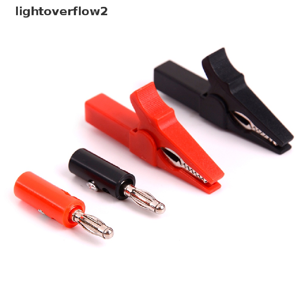 [lightoverflow2] 4pcs Klip Buaya 55mm+4mm banana plug test probe plug Kabel Klip [ID]