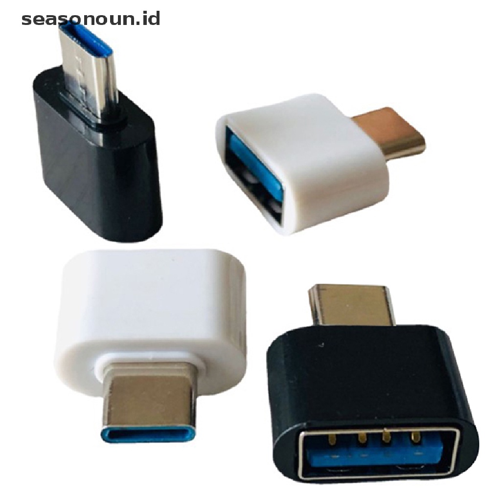 Seasonoun 10pc Konektor Konverter Adapter OTG Handphone Mini Tipe-C Male to USB Female.