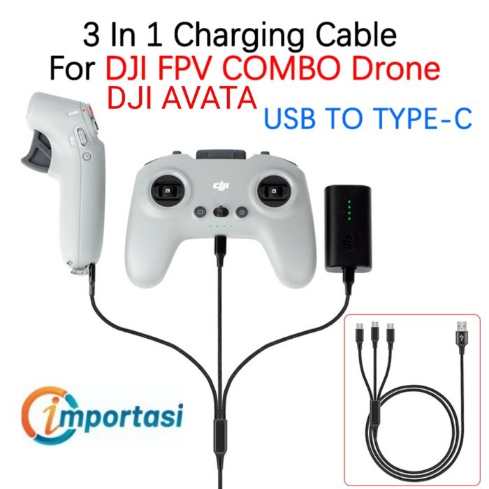 3in1 DJI AVATA Kabel Charging Power Cable USB Type C Battery Remote