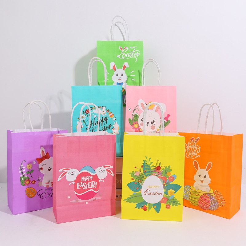 Easter Kraft Bags with Handle/Kemasan Kue Kering Rabbit Kelinci Lucu Candy Kraft Paper Bags