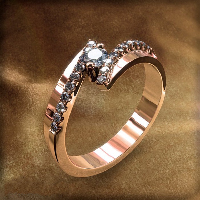Goldkingdom Fashion Perhiasan Aksesoris Ready Stock Cincin Kawin Berlapis S925 Perak Cincin Perhiasan Grosir Silang-border Kristal Fashion Pasangan Perempuan Perhiasan