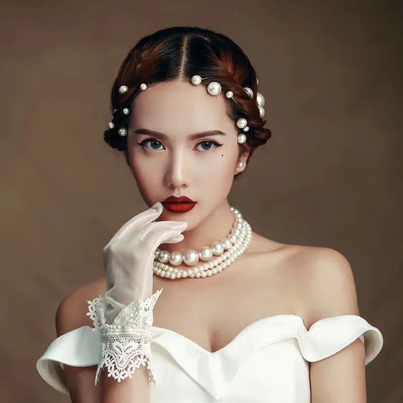 Mutiara Halus Berlian Imitasi Rambut Pin Rambut Garpu Tiara Elegan Pengantin Pernikahan Bunga Mutiara Dengan Berlian Lilitan Rambut Colokan Fashion Wanita Mutiara Jepit Rambut Set