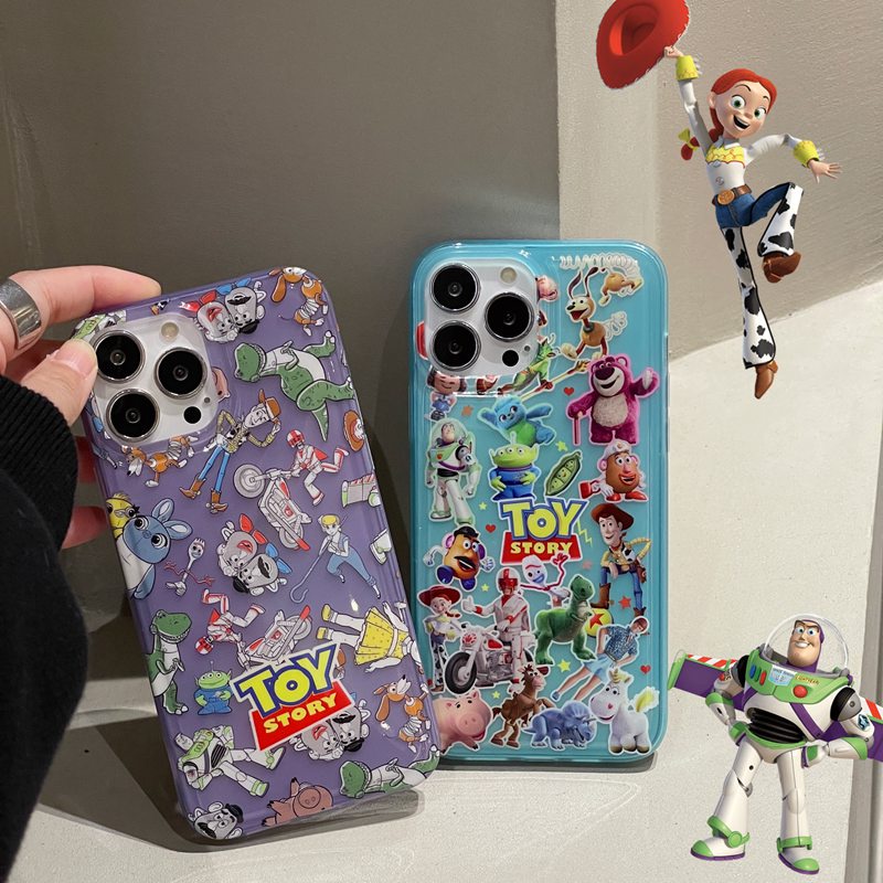 Fashion！Blue Purple Toy Story Soft Casing TPU Case iP iPhone 11 12 13 14 Pro Max + Plus High Quality FTD Cover