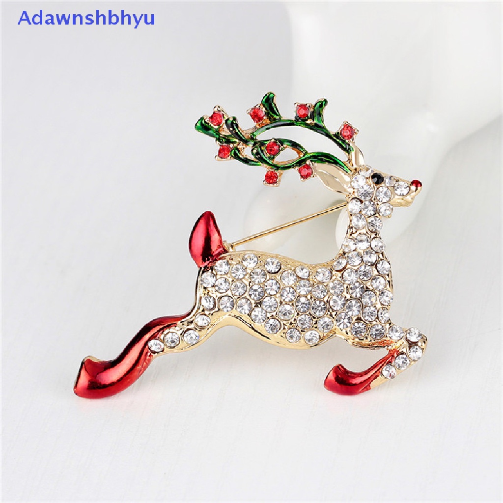 Adhyu 1X New Rhinestone Crystal Christmas Deer Brooch Pin Brooch Xmas Gift Gold Tone ID