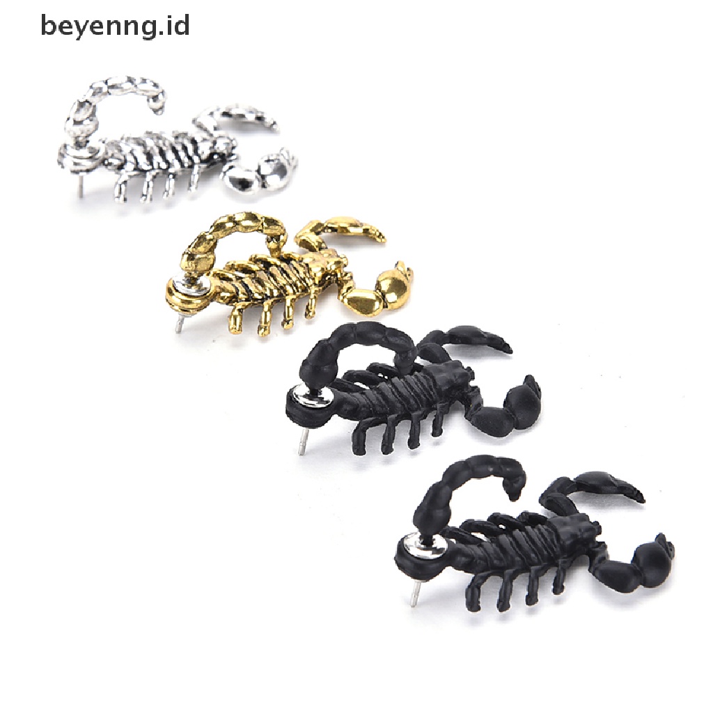 Beyen 1pce Fashion Pria Wanita Kuno 3D Hewan Metal Scorpion Ear Stud Earrings ID
