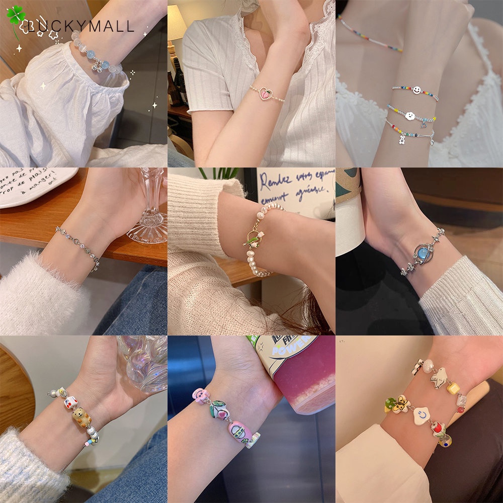 Fashion Mutiara Manik-Manik Keramik Batu Permata Gelang Hati Kupu-Kupu Tulip Gelang Untuk Wanita Jewerly Aksesoris