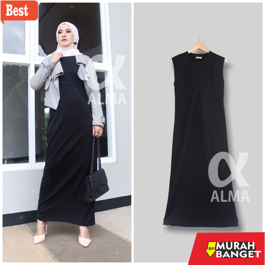Tren baju lebaran wanita 2023- [ BISA COD ] INNER SPAN SIZE S M L XL XXL INNER DRESS TANPA LENGAN GA