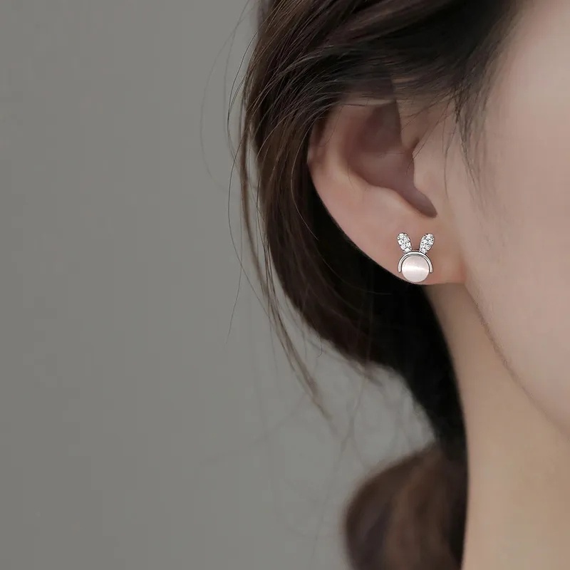 1pasang Anting Pejantan Kelinci Hewan Lucu/Anting Kelinci Berlian Opal Fashion/Aksesoris Perhiasan Pacaran Wanita