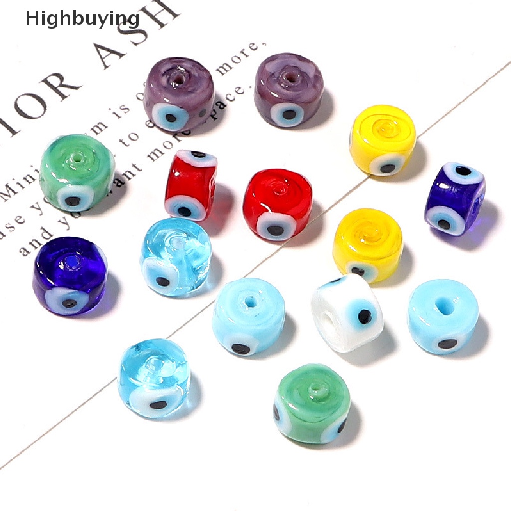 Hbid 10pcs Manik-Manik Eropa Lampwork Murano Mix color Glass Evil Eye Beads Cocok Charm Gelang Untuk Wanita Membuat Perhiasan DIY Glory