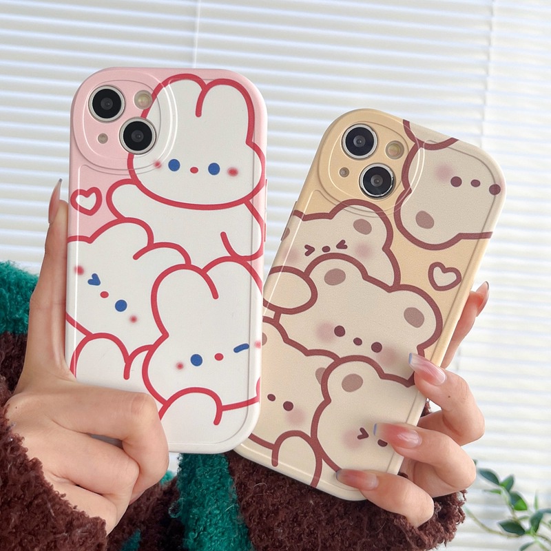 Pink Rabbit Soft Case OPPO A9 A5 A31 A53 A33 2020 A7 A5S A12 A11K F9 F11 A15S A35 A52 A92 A54 A36 A96 A83 A57 A3S A16 A1 Pro Reno 3 5 6 7Z 9 bear Lucu