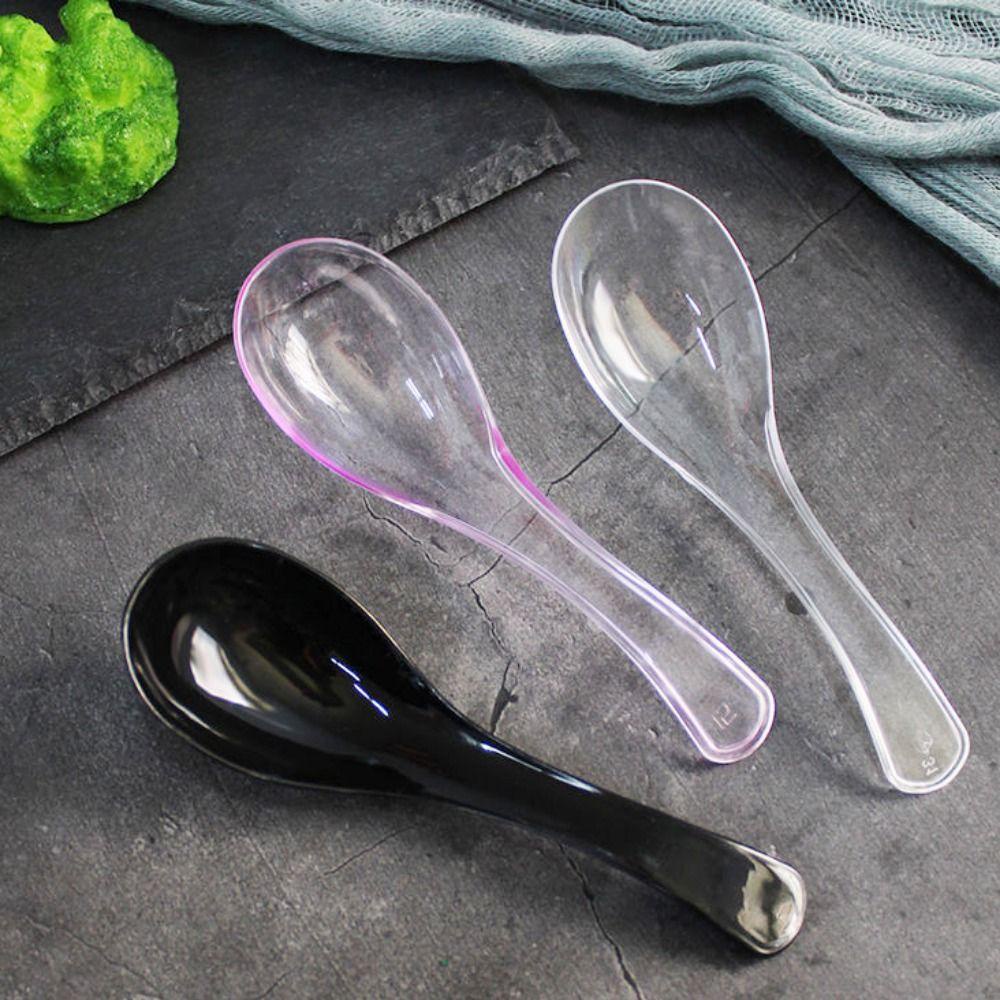 [Elegan] Sendok Sekali Pakai Bahan Plastik Ringan Dapat Ditumpuk Untuk Es Krim Dessert Spoons