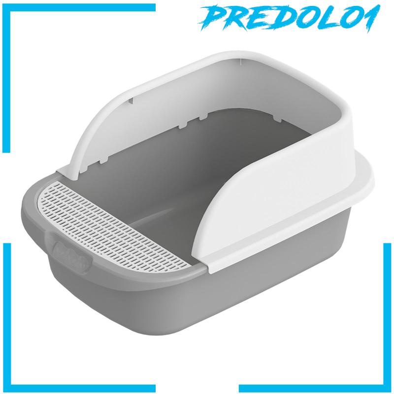 [Predolo1] Cat Litter Box Toilet Portable Ruang Besar Anti Cipratan Tray Semi Tertutup