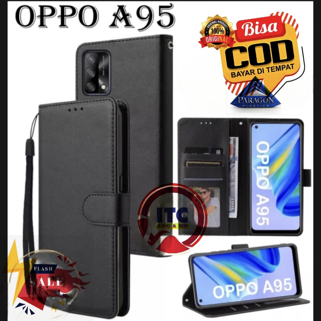 CASE PREMIUM FLIP KULIT DOMPET TYPE HP OPPO A95 4G 5G / OPPO F19  / F19S LEATHER MAGNETIC FLIPCOVER 