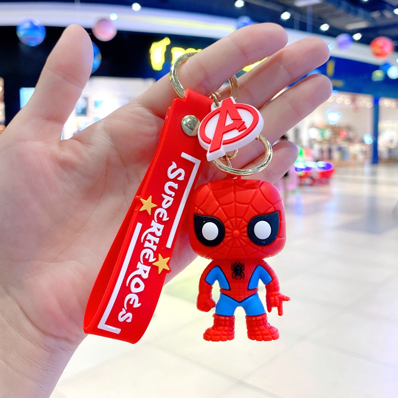 2023baru Gantungan Kunci Boneka Marvel Spiderman Silikon Captain America Black Panther Deadpool Model Tas Gantungan Kunci Mobil