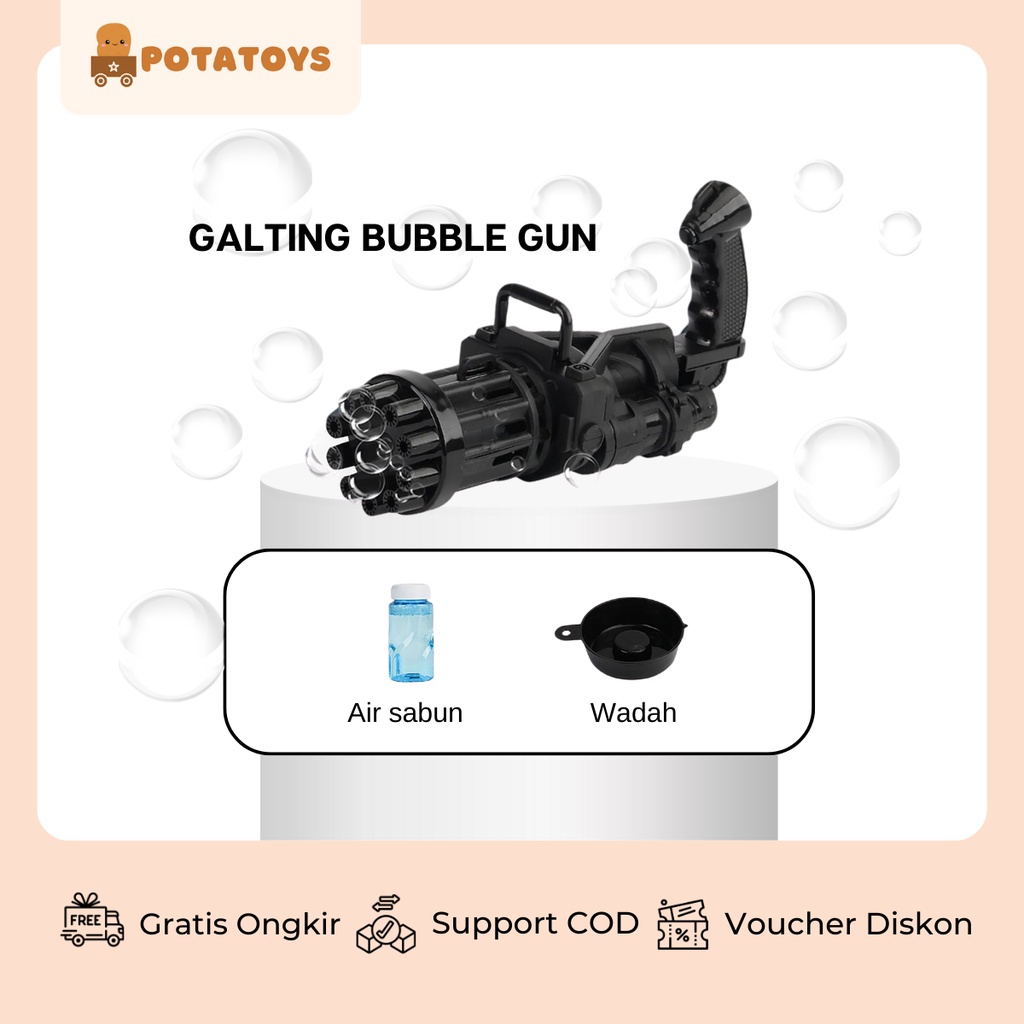 [ Potatoys ] Gatling Bubble Gun Machine / Mainan pistol Bubble Elektrik Bentuk machine / Mainan anak / mainan anak perempuan / mainan anak laki laki / Gelembung Bubble
