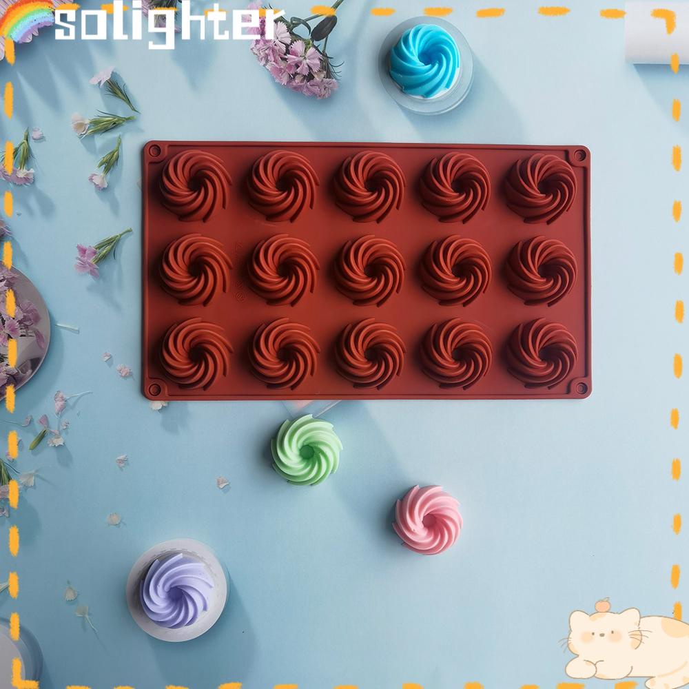 Solighter 15rongga Mini Spiral Shaped Craft Soap Making Handmade Cetakan Coklat