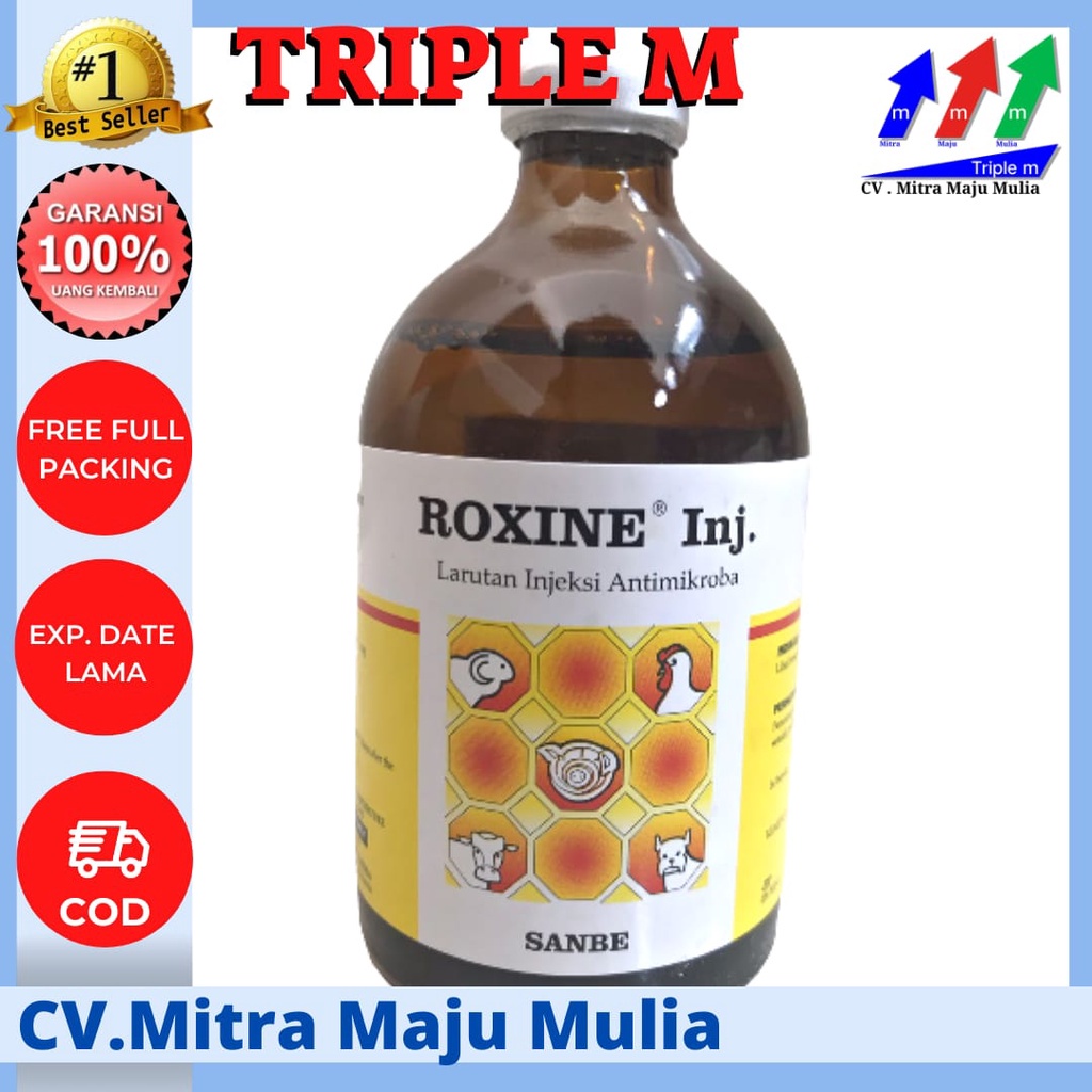 Roxine 100 ml TRIPLE M - Antibiotik Sapi Kambing dll Sanbe