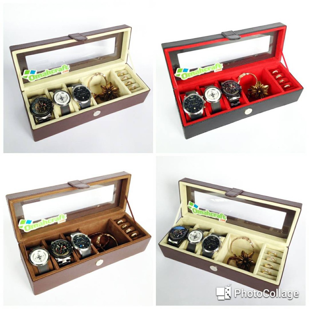 Diskon 50% Tempat Jam Tangan isi 3 Mix Perhiasan Kotak Cincin Kalung Emas