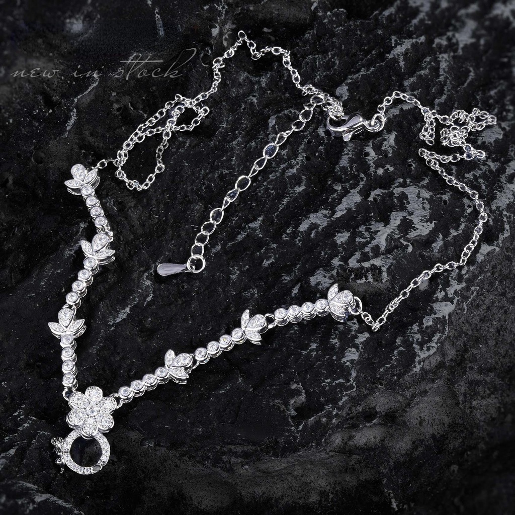 Goldkingdom Aksesoris Perhiasan Fashion Ready Stock Gaoding Full Berlian Kalung Rantai Universal Impor Berlian Karbon Tinggi Maju Merasakan Universal Kalung Sweater Rantai Perempuan