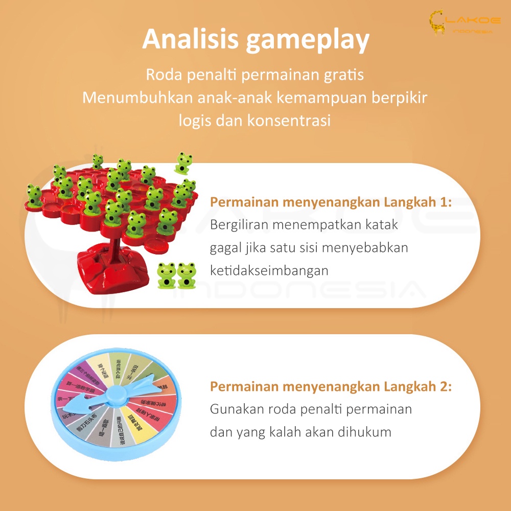 LAKOE Mainan edukasi anak board game Mainan Pohon Keseimbangan Katak