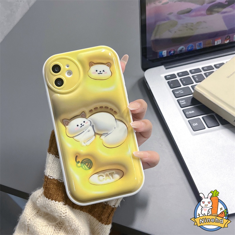 IPHONE Casing Kompatibel Untuk Iphone14 13 12 11 Pro Max X Xr Xs Max8 7 6 6s Plus SE 3D Vision Couple Glossy Silicone Phone Case Shockproof Kamera Perlindungan Soft Case Cover Pelindung