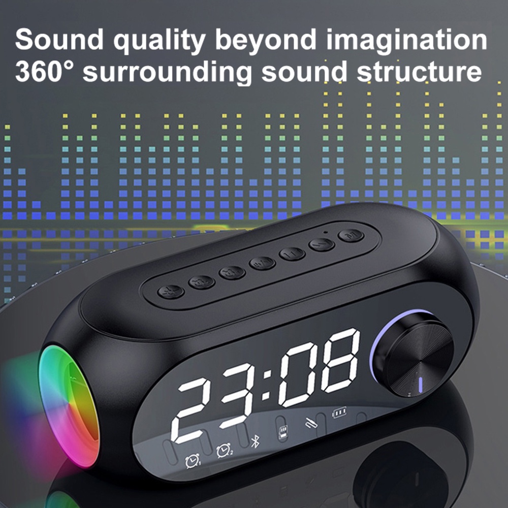 Alarm Clock LED Display Speaker Bluetooth Portable Charger Suara Audio Speaker Musik Box