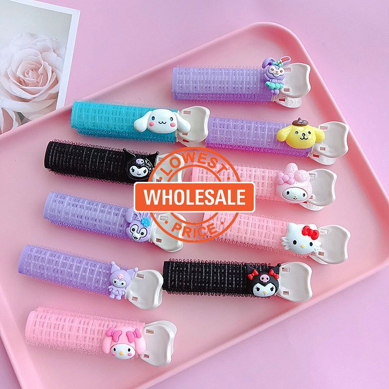 [Grosir] Fluffy Hair Clip Poni Curling Roller Portable Rol Rambut Alat Styling Rambut Kartun Mulus Delapan-Karakter Poni Jepit Rambut Hair Root