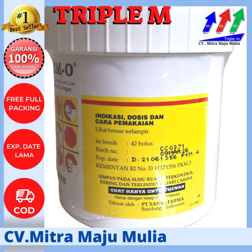 VERM O 42Bolus TRIPLE M - Obat cacing sapi/ kambing/ terna SANBE