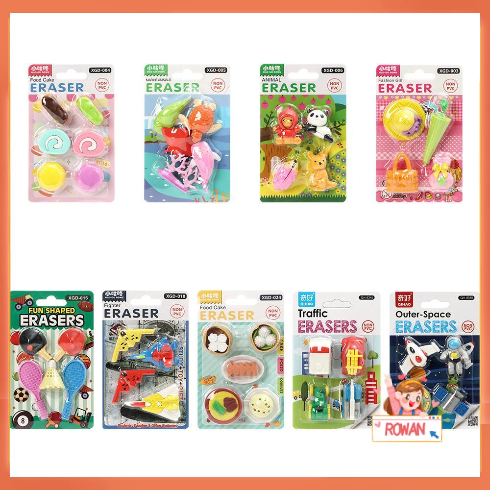 R-flower Rubber Eraser Cute Kawaii Drawing Aksesoris Hewan Perlengkapan Kantor Sekolah Alat Tulis Eraser Set