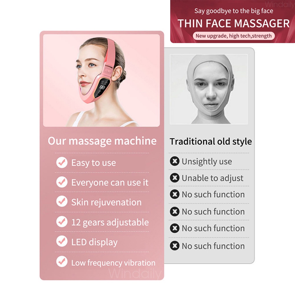 V Shape Face Slimming Lifting Device EMS Facial Massager Original Korea Masker Chin V-Type Lifter Red Blue LED Photon Therapy Alat Kecantikan