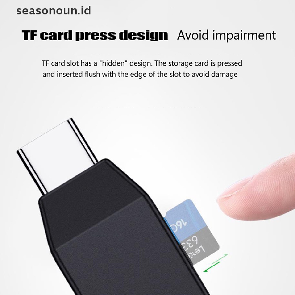 Seasonoun Mini USB2.0 Type-C Card Reader Pembaca Kartu Dengan Antarmuka USB Untuk Komputer Telepon Smart Memory Cardreader.