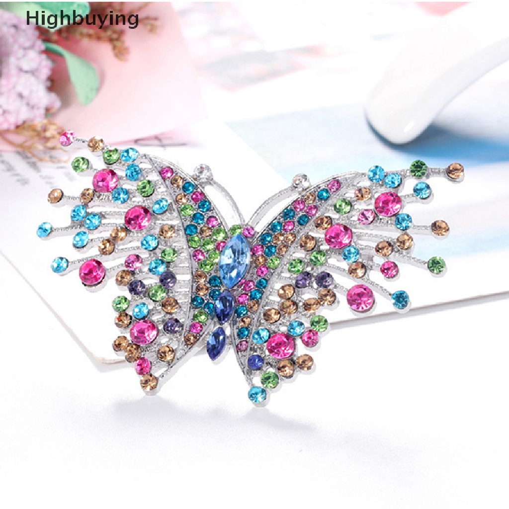 Hbid Bros Kupu-Kupu Berlian Imitasi Warna-Warni Untuk Wanita Lucu Serangga Coat Brooch Pins Glory