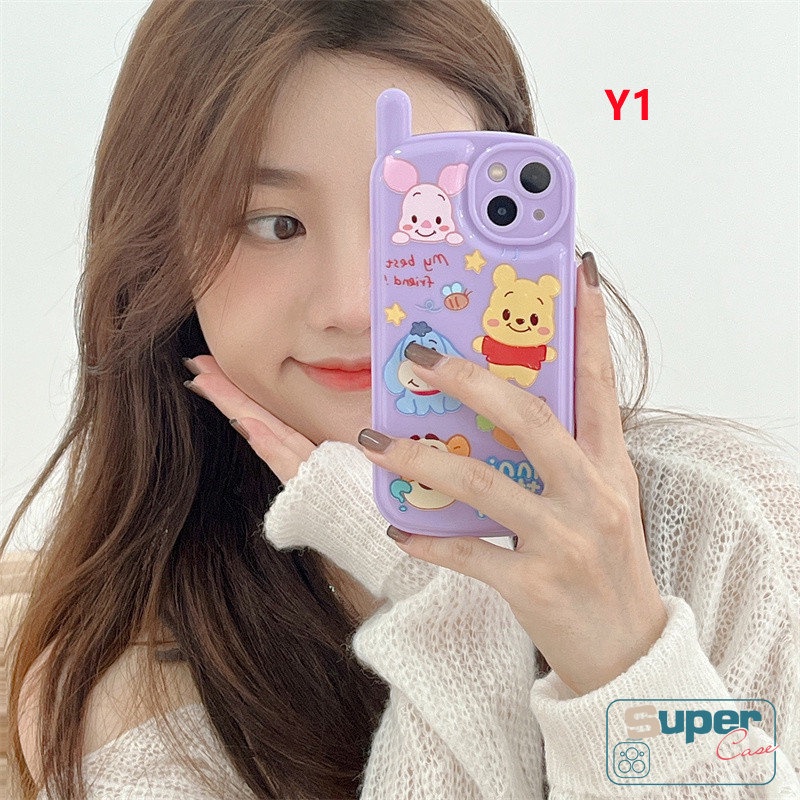 IPHONE Casing Manyo Beruang Strawberry Lucu Kompatibel Untuk Iphone7 8 Plus XR X 7Plus 11 13 12 14 Pro MAX XS MAX SE 2020 Toy Story Kepribadian Kreatif Bentuk Ponsel Retro Glossy Soft Tpu Case
