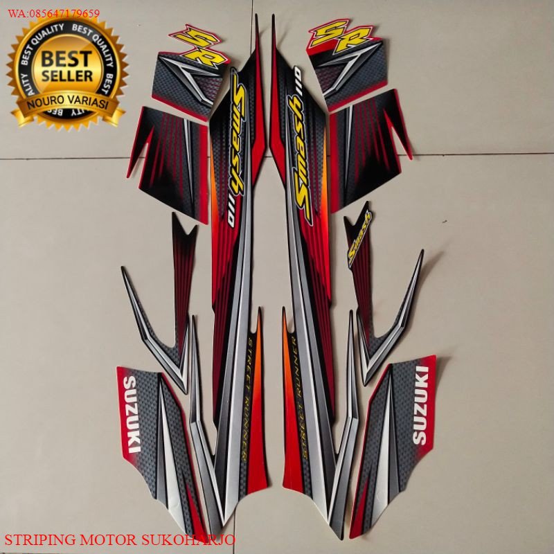 (ORI) striping suzuki smash 110 sr 2007 2008 hitam merah body standar KUALITAS ORIGINAL