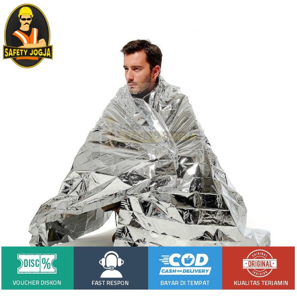 Selimut Darurat Emergency Blanket Thermal Insulation SL03 001 Silver TaffSPORT