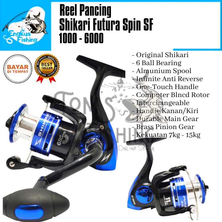 Reel Pancing Shikari Futura Spin SF 1000 - 6000 (6 Bearing) Murah Berkualitas - Engkus Fishing