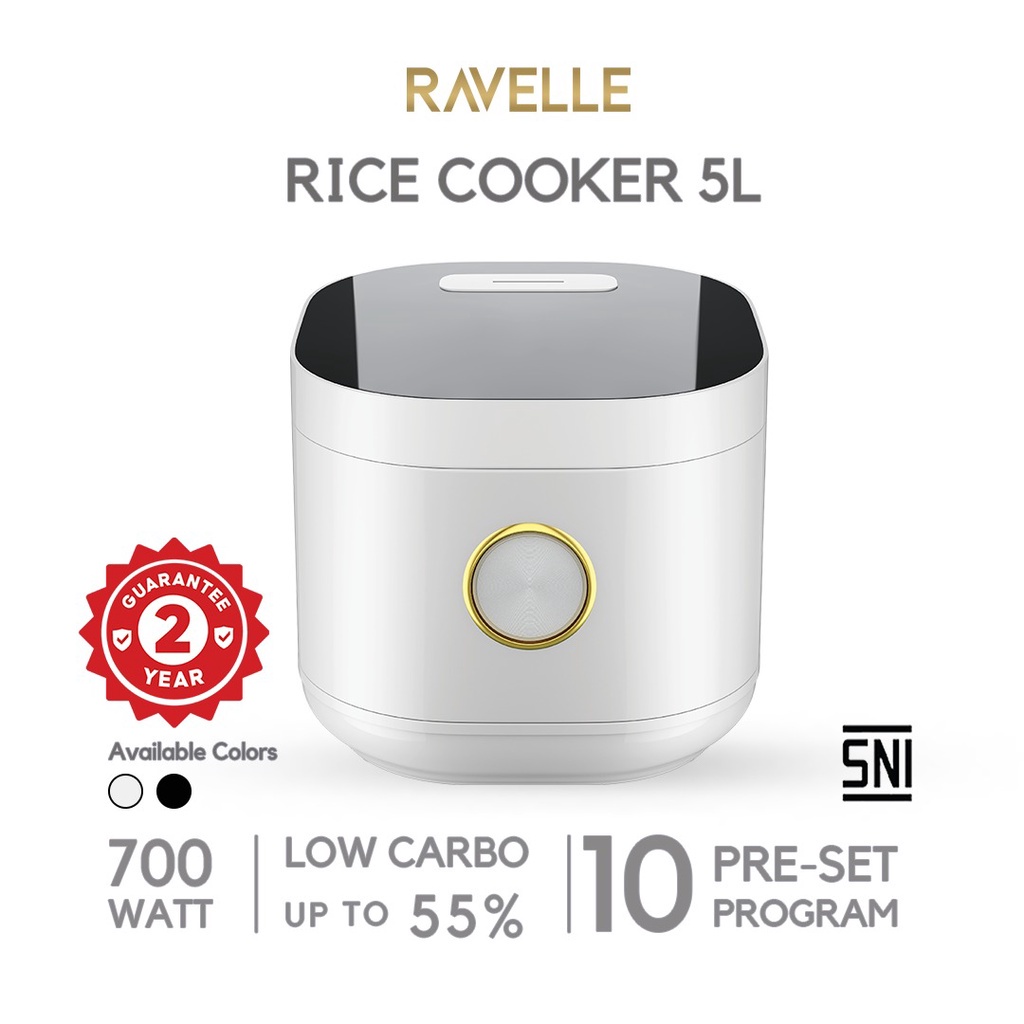 RAVELLE Rice Cooker Digital Low Carbo 5L- Penanak Nasi - Low Watt