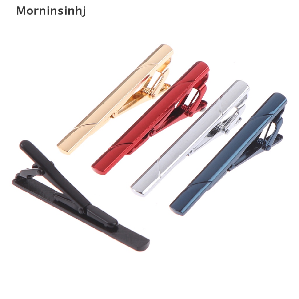 Mornin Jepit Dasi Pria Metal Copper Simple Bar Clasp Black Navy Blue Jepitan Dasi id