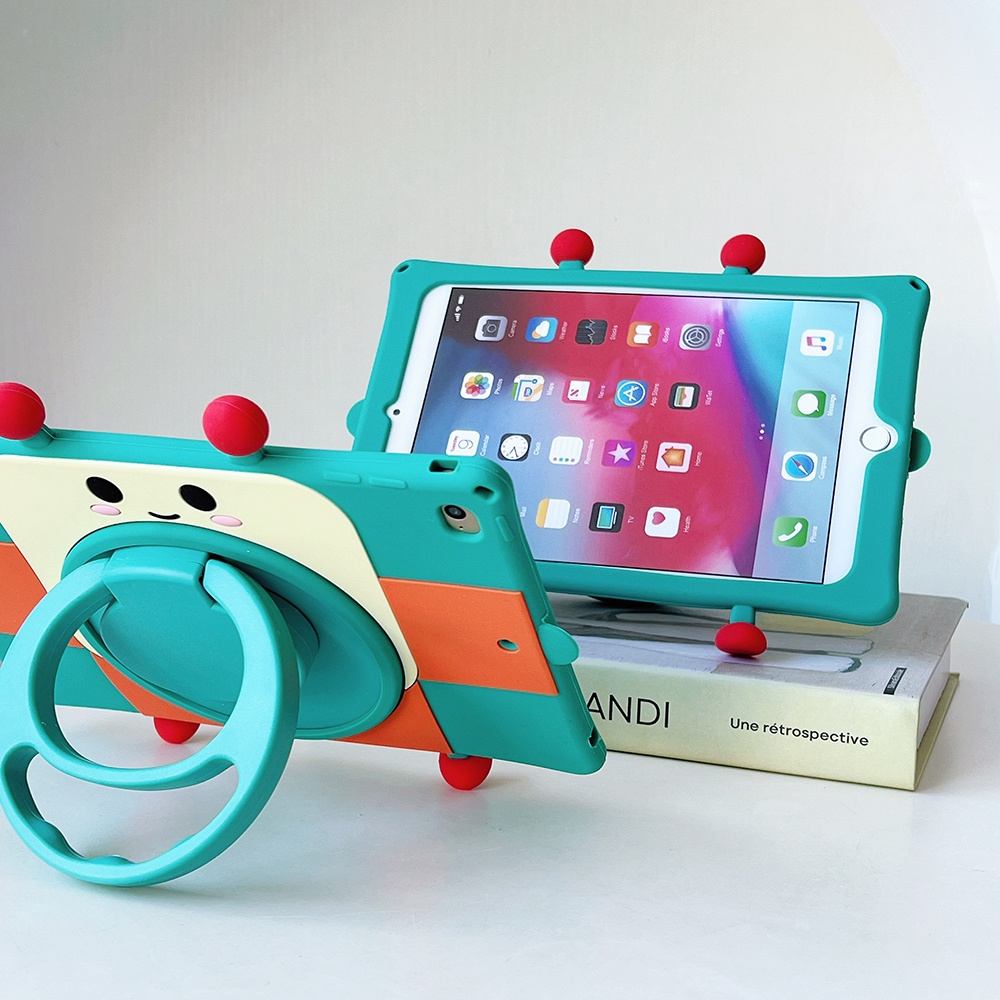 Untuk Huawei MatePad SE 10.4 (2022) AGS5-L09 AGS5-W09 10.4-inch Fashion360° Rotating Ring Stand Case Soft Silicon Casing Kartun Lucu Checker Robot Tablet Cover Pelindung